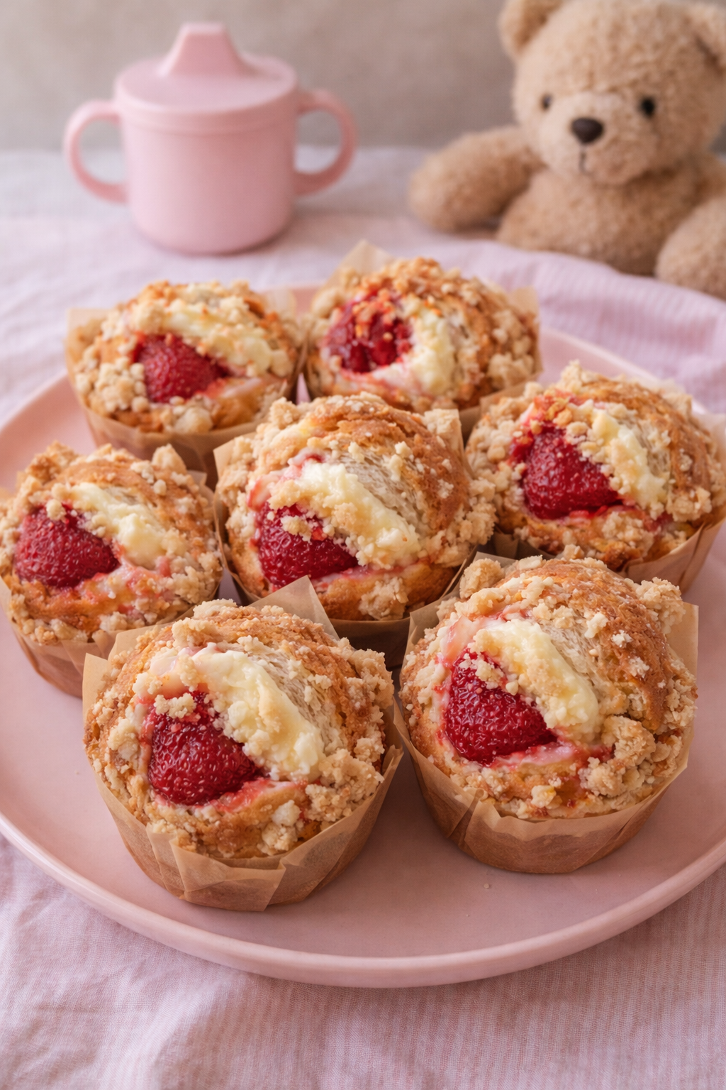 Baby’s First “Cheesecake” Muffins: Strawberry & Lemon (Gluten-Free)